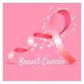 Pink ribbon, breast cancer awareness symbol, illustration