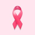 Pink ribbon. Breast cancer awareness symbol, isolated on white pink background. Vector illustration Royalty Free Stock Photo