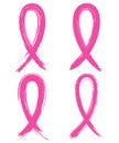 Pink Ribbon Breast Cancer Awareness Vector Signs Royalty Free Stock Photo