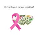 Pink Ribbon Breast Cancer. Money for the diagnosis Royalty Free Stock Photo