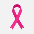 Pink ribbon, breast cancer ribbon vector on gray background