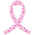 Pink ribbon with different butterfly and floral symbols