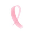 Pink ribbon. Hand drawn illustration with marker pen. Breast cancer awareness. Vector illustration, flat design Royalty Free Stock Photo