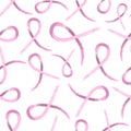 Pink ribbon hand drawn pattern for breast cancer Royalty Free Stock Photo