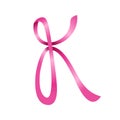 Pink Ribbon Lettermark Initial K Symbol Logo Design Royalty Free Stock Photo