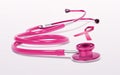 Pink ribbon stethoscope icon breast cancer awareness realistic medical tool isolated horizontal flat Royalty Free Stock Photo