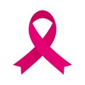 Pink ribbon support breast cancer icon, flat style