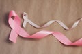 Pink ribbon. Symbol of breast cancer awareness. Health care conception. Preventive measures. October checking time.
