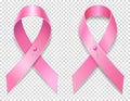 Pink ribbon symbol of breast cancer disease vector illustration