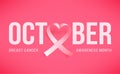 Pink ribbon. Symbol of world breast canser awareness month in october. Vector illustration. Royalty Free Stock Photo