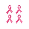 Pink ribbon vector stock illustration. Cancer. Breast icon. Cancer symbol