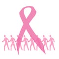 Pink ribbon walk illustration