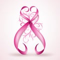 Pink ribbon on white background high resolution and royaltyfree