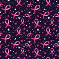 Pink ribbons and butterflies seamless pattern
