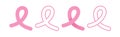 Pink ribbons set. Outline and filled icons. Breast cancer awareness. Vector illustration, flat design Royalty Free Stock Photo