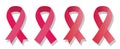 Pink Ribbons Set - Symbols of Breast Cancer Awareness Month isolated on white background.Vector illustration Royalty Free Stock Photo