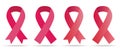 Pink Ribbons Set - Symbols of Breast Cancer Awareness Month isolated on white background.Vector illustration