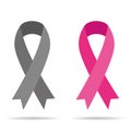 Pink Ribbons Set - Symbols of Breast Cancer Awareness Month isolated on white background.Vector illustration Royalty Free Stock Photo