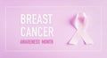 Pink ribbons sign for breast cancer awareness. Symbolic bow color raising awareness on women`s breast tumor. Healthcare, medicine Royalty Free Stock Photo