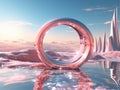 a pink ring on water