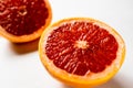 Pink ripe grapefruit slice on white isolated background Royalty Free Stock Photo