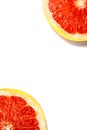 Pink ripe grapefruit slice on white isolated background Royalty Free Stock Photo