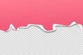 Pink ripped horizontal paper strip for text or message are on squared background. Vector illustration Royalty Free Stock Photo