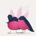 Pink robin birds in love