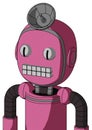 Pink Robot With Bubble Head And Keyboard Mouth And Two Eyes And Radar Dish Hat