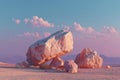 Pink Rocks Balanced in Desert Sunset Landscape Royalty Free Stock Photo