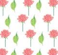 Pink rode and leaves seamless wallpaper background stationery wrapping paper