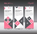 Pink Roll Up Banner template display advertisement layout vector