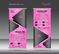 Pink Roll up banner template vector, banner design, stand, flyer