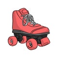 Pink roller skate vector illustration sketch doodle hand drawn w