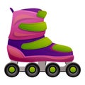 Pink roller skates icon cartoon vector. Summer sport