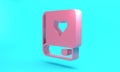 Pink Romance book icon isolated on turquoise blue background. Minimalism concept. 3D render illustration Royalty Free Stock Photo