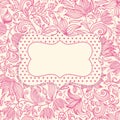 Pink romantic amazing card with flowers
