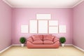 Mock up Pink room -Beautiful room, Empty room , Modern bright interior. 3D rendering