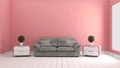 Pink room -Beautiful room, Empty room , Modern bright interior. 3D rendering