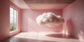 Pink room with a fluffy cloud interior design. Generative AI Royalty Free Stock Photo