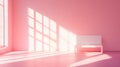 Pink room interior with light and shadow empty space bench Royalty Free Stock Photo