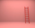 Pink room with leaned red ladder minimalistic background