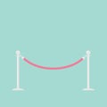 Pink rope barrier stanchions turnstile Flat design Royalty Free Stock Photo