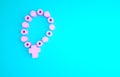 Pink Rosary beads religion icon isolated on blue background. Minimalism concept. 3d illustration 3D render Royalty Free Stock Photo