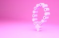 Pink Rosary beads religion icon isolated on pink background. Minimalism concept. 3d illustration 3D render Royalty Free Stock Photo