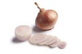 Pink Roscoff onions and slices Royalty Free Stock Photo