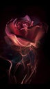 pink rose on black background with fire and smoke in the corner Royalty Free Stock Photo