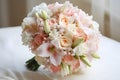 close up photo pink rose bouquet elegant, generative ai