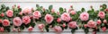 Pink Rose Bouquet on White Wood - Top View with Copy Space for Beautiful Floral Arrangement Royalty Free Stock Photo