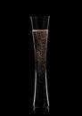 Pink rose champagne flute crystal glass with bubbles on black background Royalty Free Stock Photo